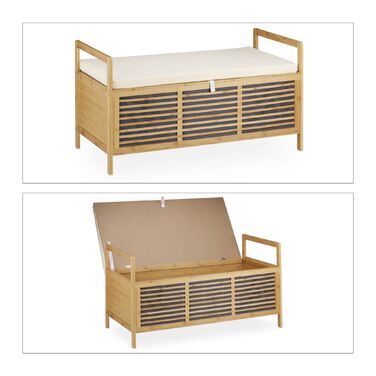 Relaxdays Бамбуковий пуф з місцем для зберігання