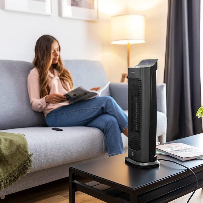 Керамичний обігрівач Cecotec Ready Warm 10100 Smart Ceramic: 2200 Вт, LED дисплей, 3 режими, термостат, захист від перекидання та перегріву, осциляція, білий колір. З пультом дистанційного керування та сенсорною панеллю