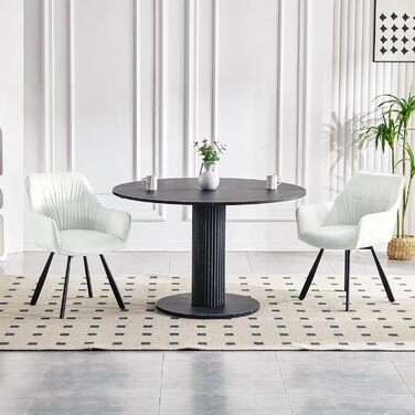 Набір обідніх крісел 6 шт., поворотні, з підлокітниками, 360°, м'які, оксамитові, для вітальні, кухні, робочого кабінету, спальні (бежевий)