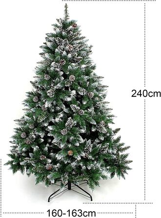 Штучна Різдвяна ялинка ялинка з підставкою 120 см-240 см для різдвяного прикраси багаторазового використання (Різдвяна ялинка зі снігом, 240 см)