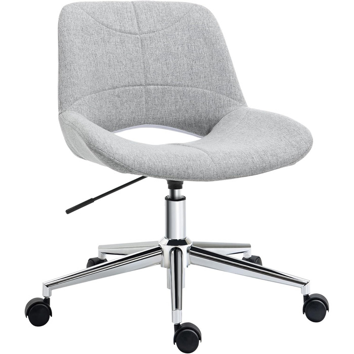 Офісне крісло HOMCOM з регулюванням висоти, комп'ютерне крісло з металевим каркасом, сірий колір, до 110 кг, 49 x 56,5 x 73-82,5 см