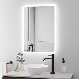 Дзеркало для ванної кімнати BD-Baode з LED-підсвічуванням 40x60 см, сенсорне керування, 3 режими освітлення, прямокутна форма