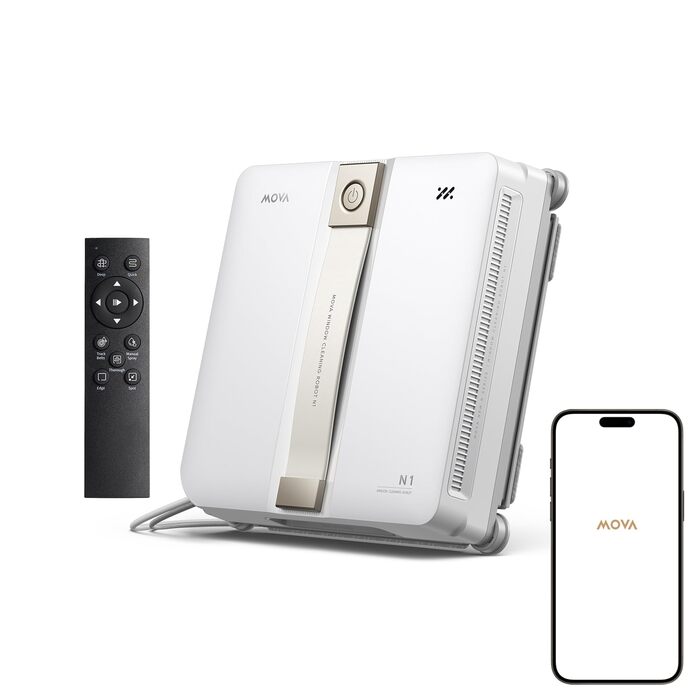 Робот для миття вікон MOVA N1, компактний, система подвійного розпилення, 8000 Па, безпечний, інтелектуальна навігація, повне покриття, все в одному