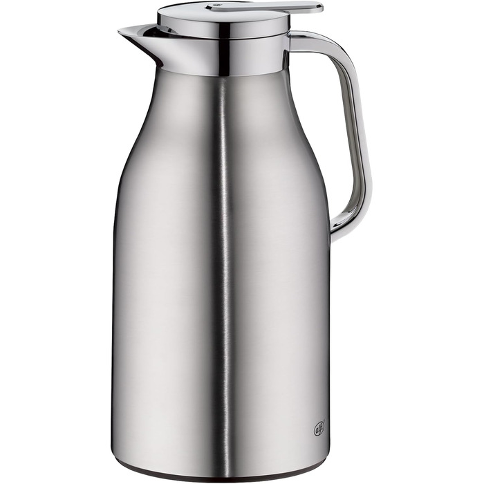 Термос Alfi SKYLINE 1,5л з нержавіючої сталі з вбудованим скляним вкладишем, поворотний замок з зручною кнопкою, ергономічна ручка, для використання однією рукою, ідеальний як кавоварка