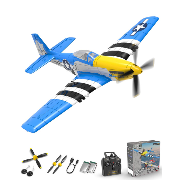 Літак на радіокеруванні VolantexRC 761-5 P51 Mustang RTF для початківців з Xpilot, 4 канали, готовий до польоту