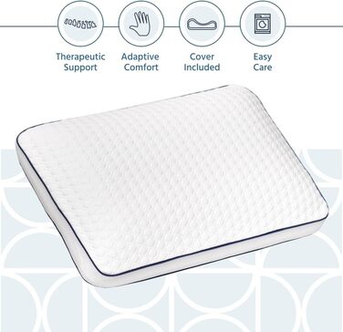 Подушка для підтримки шиї Home Sense Memory Foam 40x60 см, висота 13 см, можна прати, 2 упаковки, без ароматизаторів