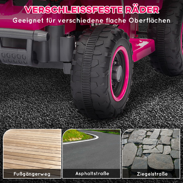 Електричний квадроцикл для дітей, на акумуляторі, з функцією руху вперед та назад, світлодіодні фари, вік 18-36 місяців, рожевий колір