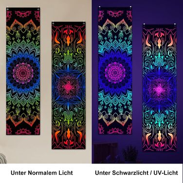 Упаковки Blacklight Mandala Tapestry UV Reactive Bohemian 120x32.5см для спальні/вітальні, 2