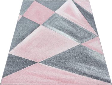 Килим для вітальні 80x150 см бігунок передпокій геометричний абстрактний дизайн - килим для спальні з коротким ворсом надзвичайно м'який легкий догляд килими для кухні їдальні молодіжної кімнати - Килим Hal (140x200 см, рожевий)