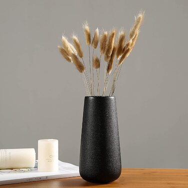 Ваза Maleielam біла, керамічна ваза для пампасної трави,ідеально підходить для зберігання сухих і свіжих квітів,ваза для квітів, декоративна ваза для вітальні, спальні (чорний-1)