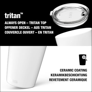 Кружка SIGG Neso Pure Ceram з кришкою Tritan, нержавіюча сталь 18/8, 0.3L/0.4L, миється в посудомийній машині, BPA-free