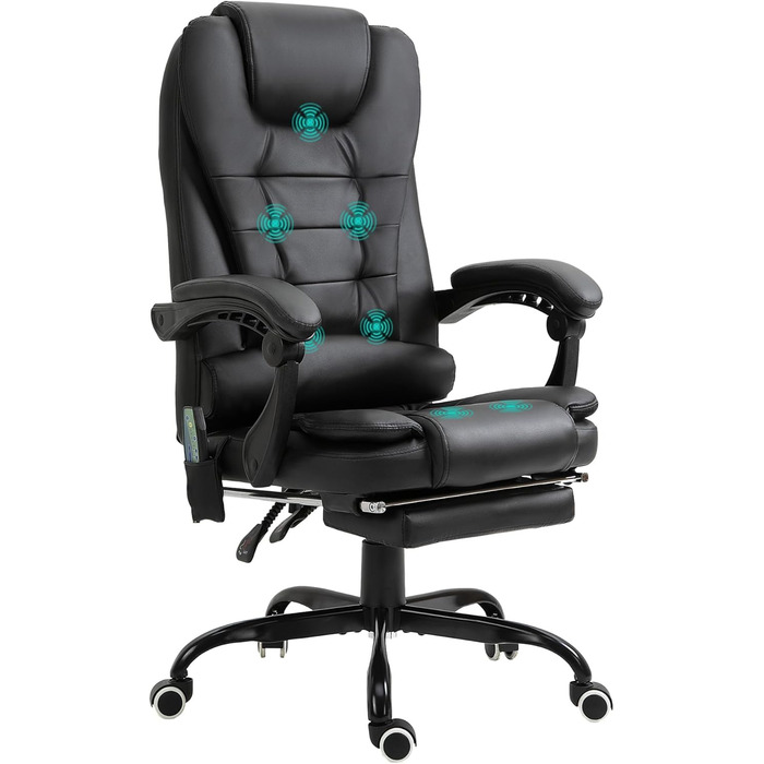 Крісло офісне Vinsetto з масажем, ергономічне, регульоване, чорне