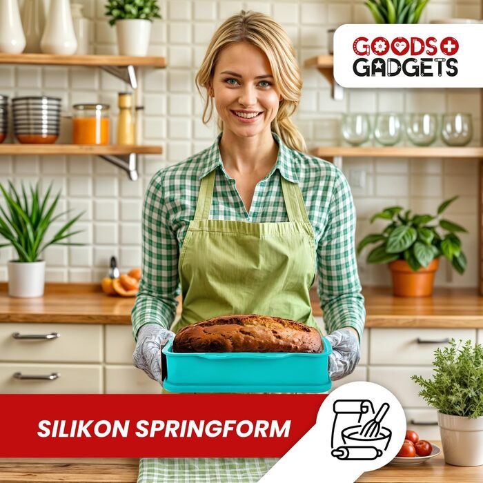 Силіконова форма для випічки тортів з антипригарним покриттям (з скляною основою XL) (Квадратна форма)