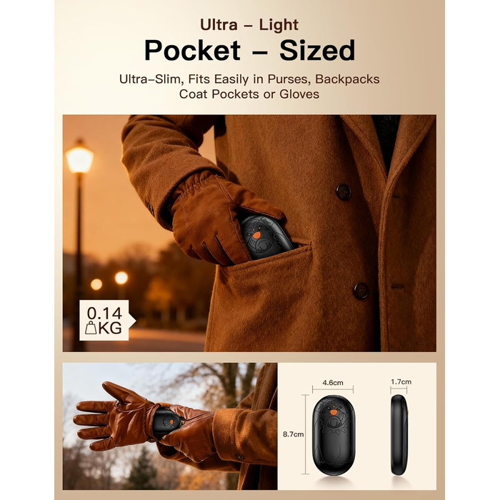 Електричні грілки для рук 2 шт. | Перезаряджаються, 3 режими нагріву, 6000mAh | Для жінок та чоловіків, кемпінг, полювання, гольф