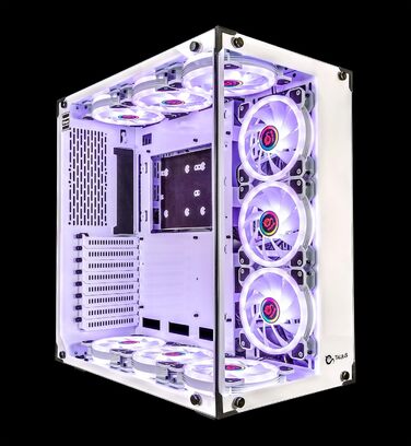 Ігровий корпус Talius Cronos Frost ATX з гартованим склом, ARGB вентиляторами Iris, білий колір