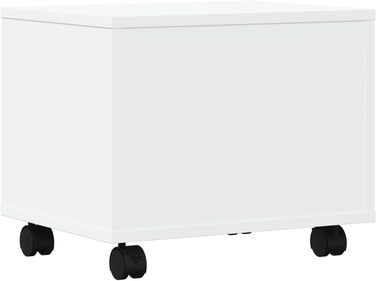 Підставка для принтера на колесах з місцем для зберігання, біла, з ДСП, для офісу та робочого кабінету