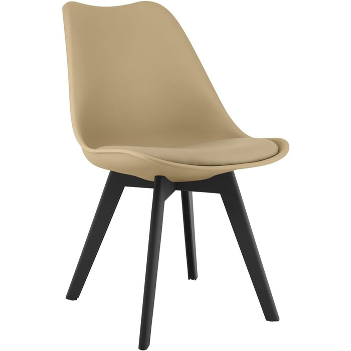 Обідні стільці - Чорні, з м'яким сидінням з екошкіри, поліпропіленові ніжки, сучасний дизайн, набір 4 шт.