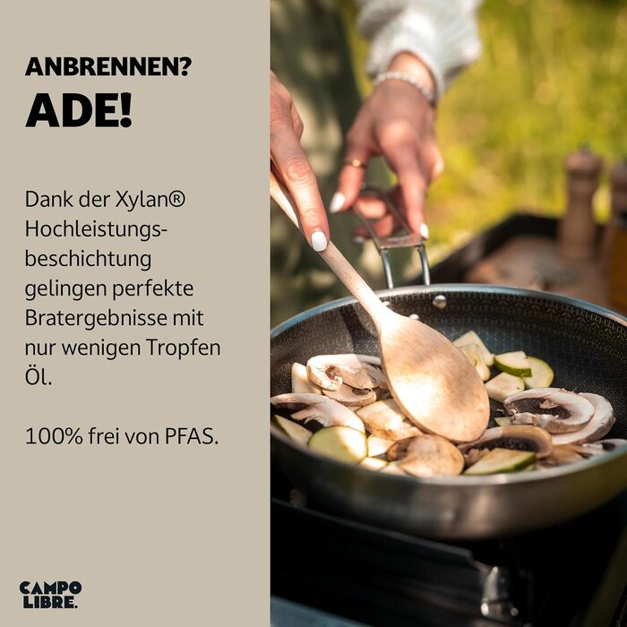 Набір кухонного посуду Campo Libre Enzo I з нержавіючої сталі для кемпінгу | Індукційний посуд для відпочинку на природі | Набір каструль та сковороди для кемпінгу | 6 предметів або (сковорода з покриттям - 24см)