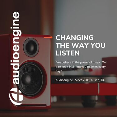 Бездротовий динамік Audioengine A2 HD, aptX HD Bluetooth, стерео 60 Вт (червоний, настільний комп'ютер)