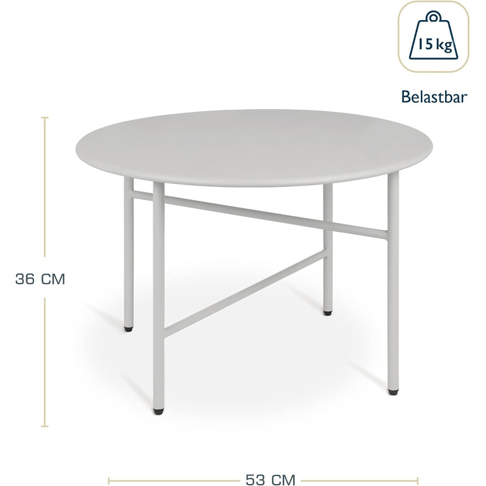 Круглий бічний столик Метал Ø53 см Стійкий до подряпин Стабільний Внутрішній/Зовнішній Світло-сірий