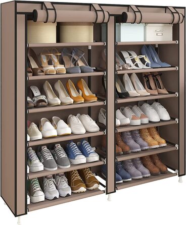 Шарова пилозахисна полиця для взуття UDEAR взуттєва шафа для взуття місткістю близько 36 пар взуття (Doppia fila 7 strati, коричневий), 7-