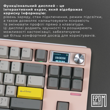 Клавіатура механічна бездротова EPOMAKER Shadow-S Wisteria Linear Pink (SHS-P-WL)