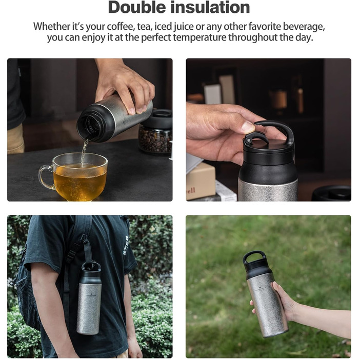 Термос iBasingo 600 мл з подвійними стінками, ізольований, для напоїв, зберігає тепло та холод, Ti3010D