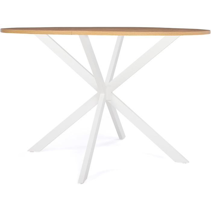 Столовий стіл IDMarket Alix, круглий, на металевих ніжках, 110 см, для 4-6 осіб, дерево та білий колір