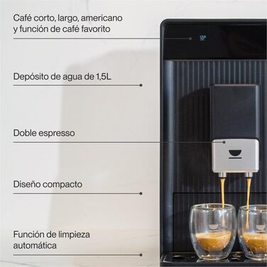 Кавомашина Incapto Aura автоматична з вбудованим млином | 19 bar | 2 чашки | 1.5 л резервуар | Thermoblock | Автоматичне очищення (Чорний)