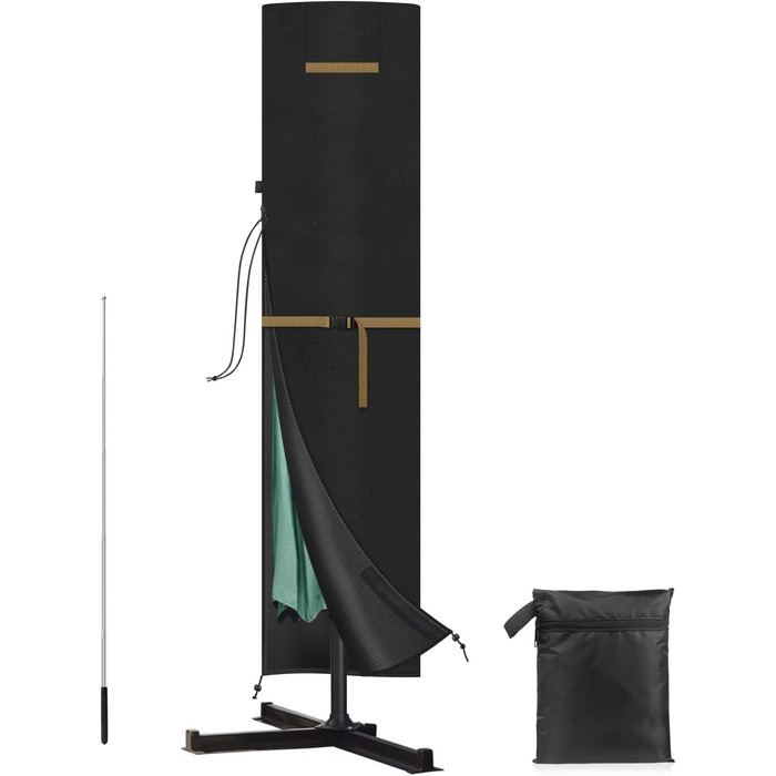 Захисний чохол для подвійного парасоля VANSHEIM, діаметр до 400 см. Водонепроникний, захист від УФ, для парасолів та ампельних конструкцій. Розмір 460x270 см (240x57/57 см)