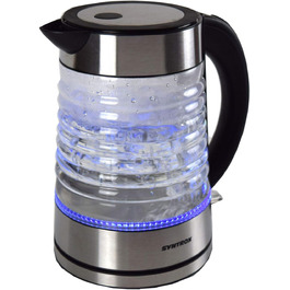 Вт 1.7 літра акумуляторний скляний чайник з нержавіючої сталі з синім світлодіодним підсвічуванням 360 Cordess чайник, 2000W-1.7G Agua 2000