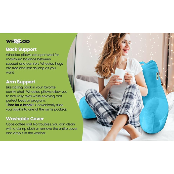 Подушка для сидіння в ліжку з підтримкою спини, великий кут нахилу для дорослих, для перегляду телевізора, підставка для ліжка, для людей з ГЕРХ, печією, відновлення, храпіння, виготовлена у США, 100% піна з пам'яті ефектом