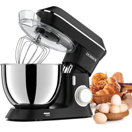 Кухонна машина 9.5л з планетарним міксером, 1500W, DOBBOR, з набором насадок (міксер, гак для тіста, вінчик), захист від бризок, 7 швидкостей, чорний колір