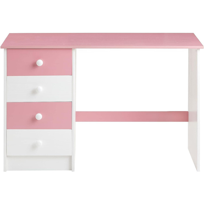 Письмовий стіл IDIMEX ARNE, сосна, 4 шухляди, білий/рожевий, 50 символів