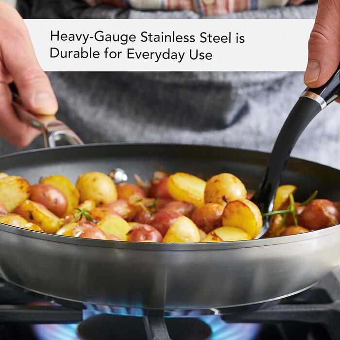 Сковорода KitchenAid 30 см з нержавіючої сталі з антипригарним покриттям, срібна