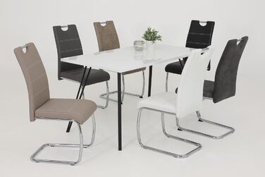 Шкільний стілець Hela Flora, кухонний стілець, металевий каркас, шкірозамінник, білий, 42x57x98 см