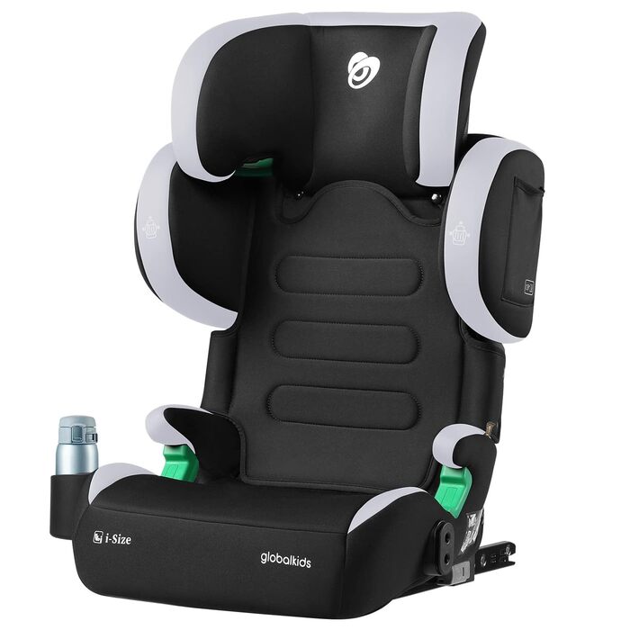 Автокрісло дитяче 15-36 кг з Isofix, i-Size, 3.5-12 років, регульована спинка та підлокітники, з підстаканником, зелене