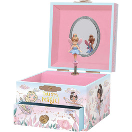 Музична казкова скринька для дівчаток - дитяча музична скринька, принцеса, що крутиться, і дзеркало, подарунок принцесі, скринька для прикрас, дитячий подарунок на день народження - вік 3-10 років, рожева