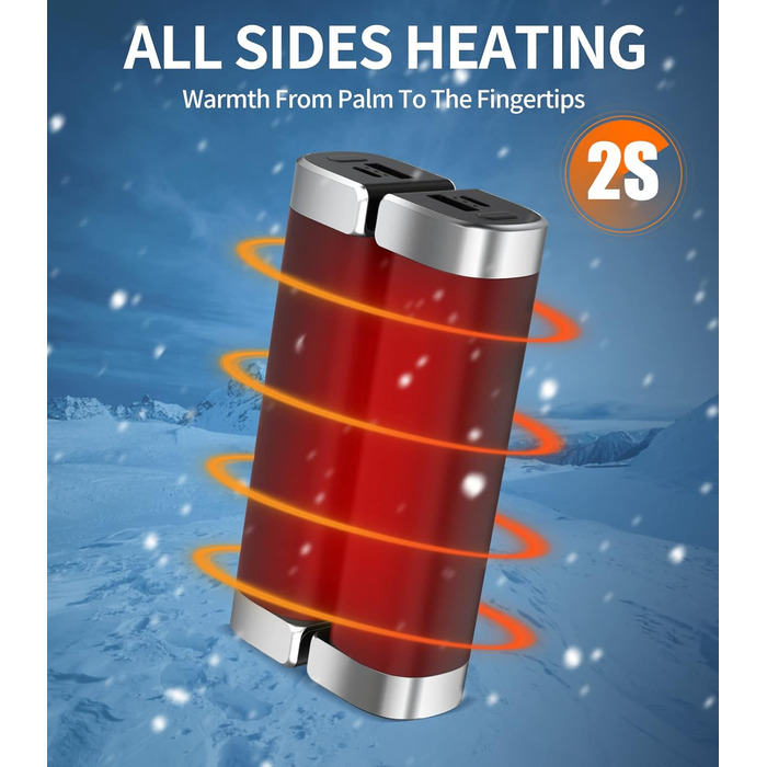 Електричні грілки для рук 5000mAh (2 шт.) - багаторазові, для активного відпочинку, зимовий подарунок для дітей, жінок та чоловіків (чорний)