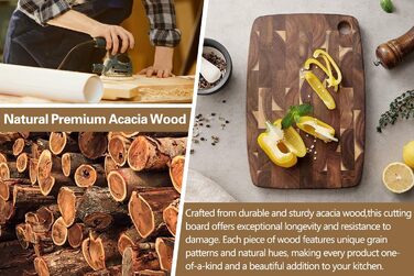 Дерев'яний обробний стіл XINZUO Hirnholz (35x25x2.6 см) з антиковзкими ніжками та ручкою, з канавкою для соку, для кухні