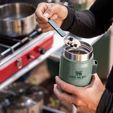 Термальний контейнер для їжі з Spork 400 мл Hammertone Green - Контейнер для зберігання продуктів харчування з нержавіючої сталі - не містить бісфенолу А - триває 7 годин в гарячому або холодному вигляді - можна мити в посудомийній машині (чорний)