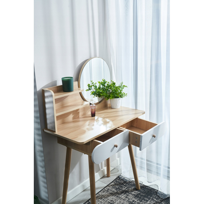 Туалетний столик Jumi, світлий дуб, матовий, 80 x 122 x 40 см