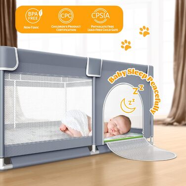 Дитячий манеж VANCLE 127x127 см з протиковзкою основою, захисна огорожа для малюків, ігровий центр