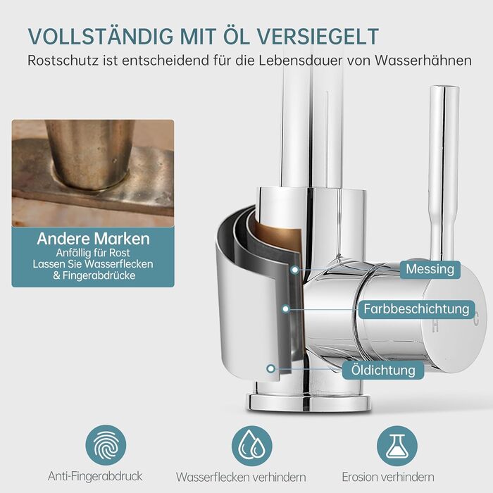 Змішувач для ванної кімнати Fransiton Bad Hoch, водозберігаючий, хром