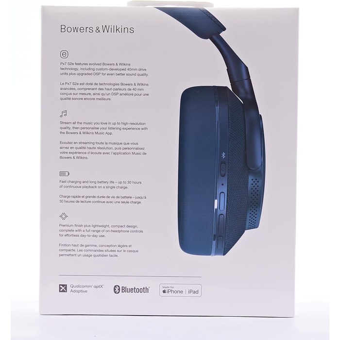 Навушники-вкладиші Bowers & Wilkins PX7 S2e, з шумозаглушенням, бездротові, 30 годин, Ocean Blue