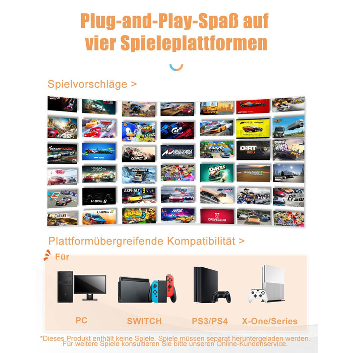 PXN V3 Pro Ігровий кермо з педалями для ПК, PS4, PS3, Xbox, Nintendo Switch. 180° поворот, вібрація, педалі, перемикачі швидкостей - Чорний