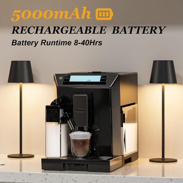 LED-лампа настільна акумуляторна бездротова, 2 шт. з регулюванням яскравості та 3 колірними температурами, сенсорне керування, зарядка USB-C, для дому, відпочинку та кемпінгу (чорний)