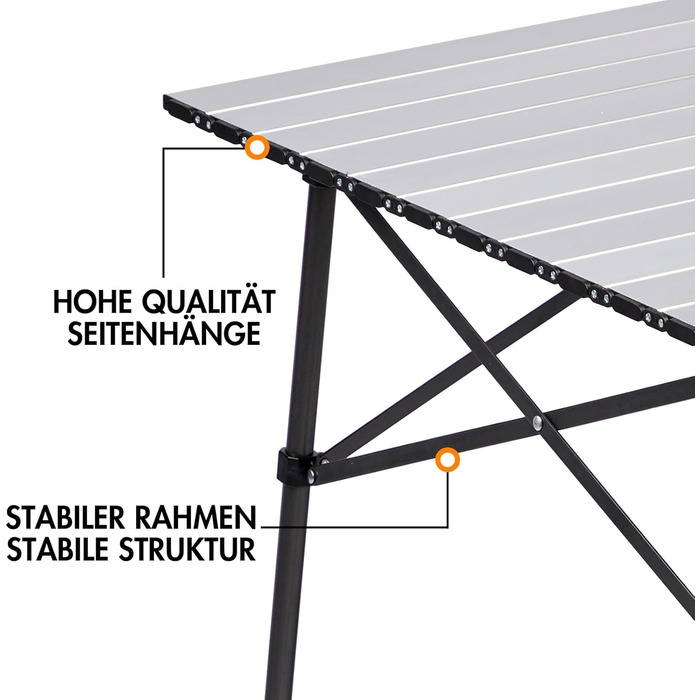 Складаний кемпінговий стіл PORTAL з алюмінієвою стільницею, витримує 80 кг, з сумкою для перенесення, білий — для пікніка, гриля, саду та балкона