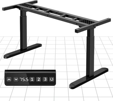 Регульований за висотою стіл (підйомний) електричний з 2 моторами, чорний. Панель керування з 3 пам'яттю, максимальне навантаження 200 кг. Тільки каркас.