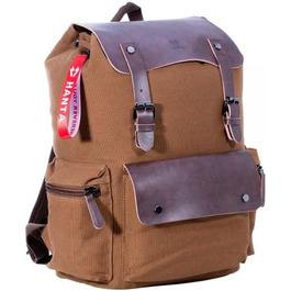 Рюкзак Hanta Nature Backpack Canvas 25L зі шкіри та брезентової тканини туристичний рюкзак для екскурсій, кемпінгу, повсякденний рюкзак для чоловіків та жінок зі шкіряними ременями та блискавкою (коричневий)